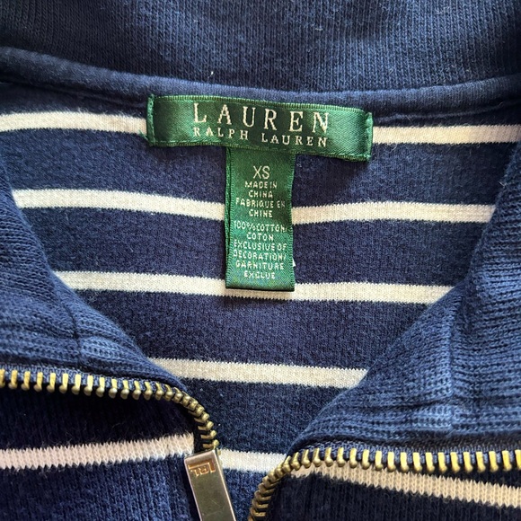 🏇 Ralph Lauren Zip Up Navy Striped Jacket - Picture 2 of 3